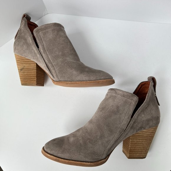 JEFFREY CAMPBELL Gray Taupe Suede Boho Ankle Boots Booties - Picture 10 of 12